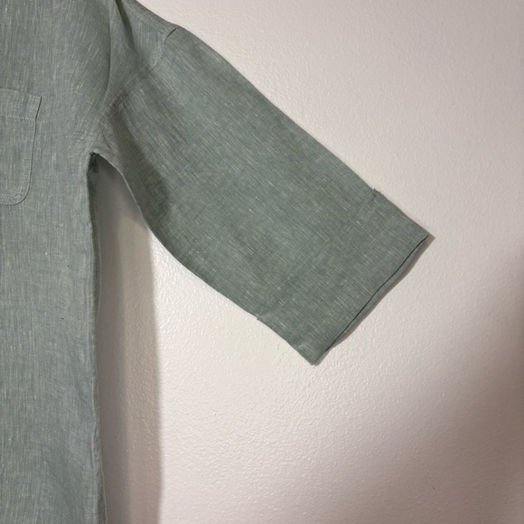 NWT J.Jill Pure Jill 100% Linen 3 Button Front Tunic Blouse Sage Green Sz MP - Picture 13 of 14